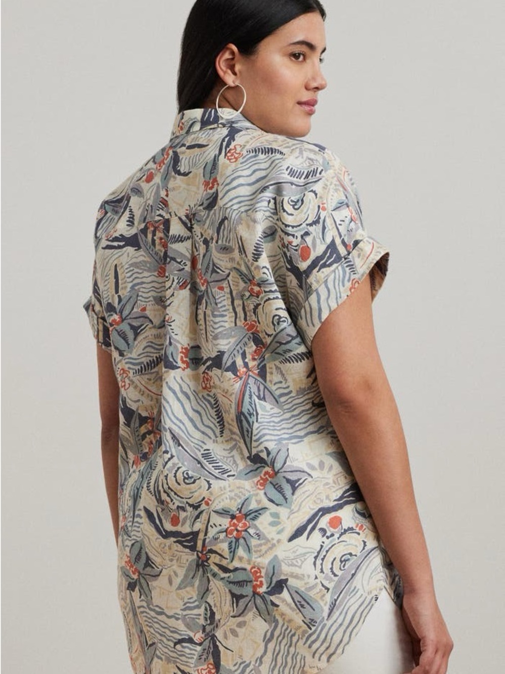 Ralph Lauren Beach Print Relaxed Fit Short Sleeve Linen Button-Up Shirt - Picture 10 of 10